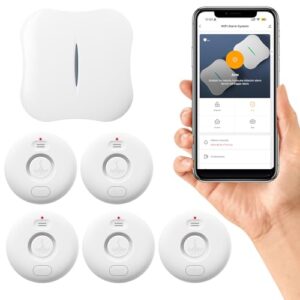 fansitc WiFi Water Leak Detector for Home 5pack, 120dB Adjustable Alarm, Smart Water Sensor Alarm, Wireless Water Leak Alert with App Notification, 5 Sensors & 1 Gateway for Bathroom,Laundry,Kitchen